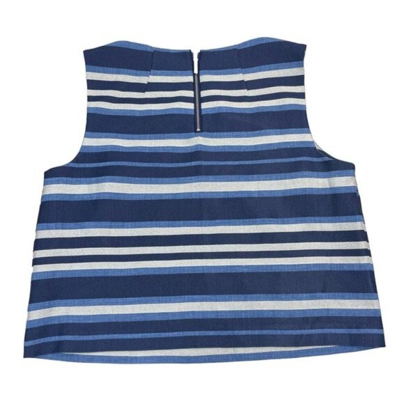 VINCE CAMUTO Striped Shell Top Sz Medium Rear Zip - Picture 5 of 6